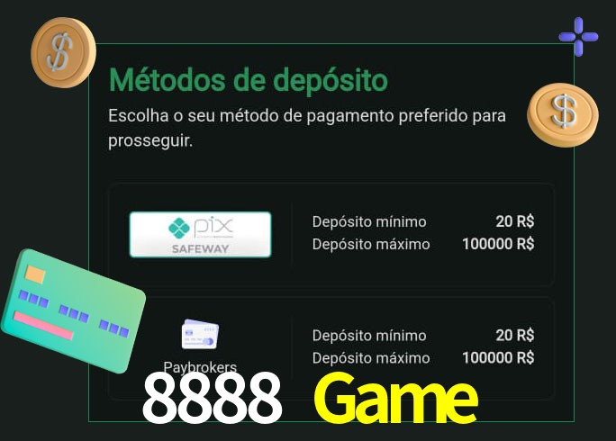 O cassino 8888 Game oferece uma grande variedade de métodos de pagamento
